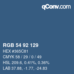 颜色代码: RGB 54 92 129 | qconv.com