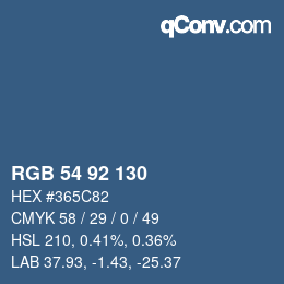 颜色代码: RGB 54 92 130 | qconv.com
