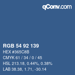カラーコード: RGB 54 92 139 | qconv.com