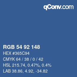 カラーコード: RGB 54 92 148 | qconv.com