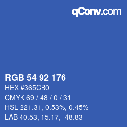 颜色代码: RGB 54 92 176 | qconv.com