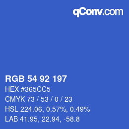 颜色代码: RGB 54 92 197 | qconv.com