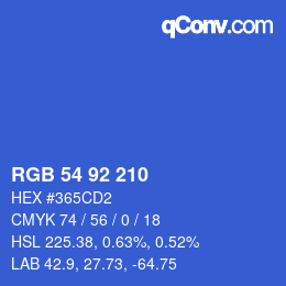 カラーコード: RGB 54 92 210 | qconv.com