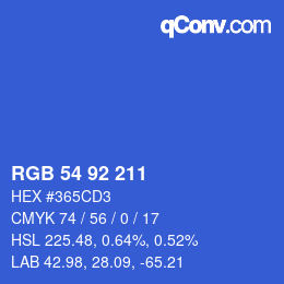 カラーコード: RGB 54 92 211 | qconv.com