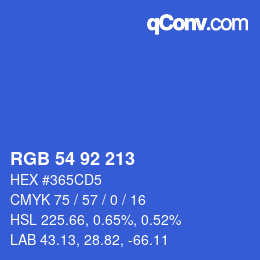 Color code: RGB 54 92 213 | qconv.com