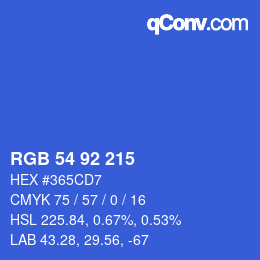 カラーコード: RGB 54 92 215 | qconv.com