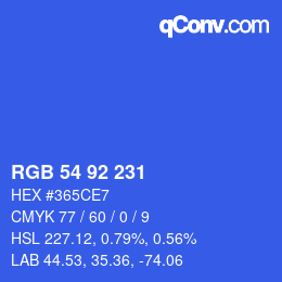 カラーコード: RGB 54 92 231 | qconv.com