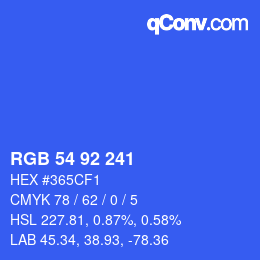 カラーコード: RGB 54 92 241 | qconv.com