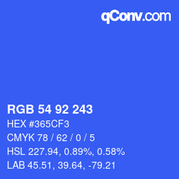 カラーコード: RGB 54 92 243 | qconv.com