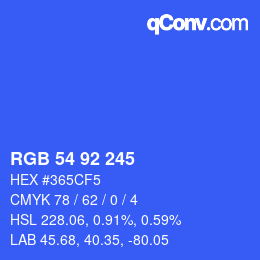 カラーコード: RGB 54 92 245 | qconv.com