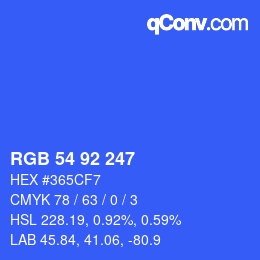 颜色代码: RGB 54 92 247 | qconv.com