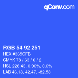 カラーコード: RGB 54 92 251 | qconv.com