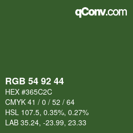 カラーコード: RGB 54 92 44 | qconv.com