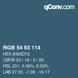 Color code: RGB 54 93 114 | qconv.com