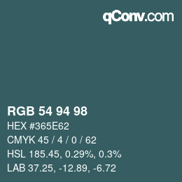 颜色代码: RGB 54 94 98 | qconv.com