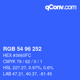Color code: RGB 54 96 252 | qconv.com