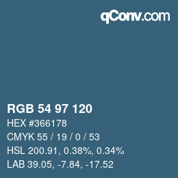 Color code: RGB 54 97 120 | qconv.com