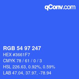 颜色代码: RGB 54 97 247 | qconv.com