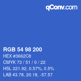 カラーコード: RGB 54 98 200 | qconv.com