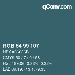 Color code: RGB 54 99 107 | qconv.com
