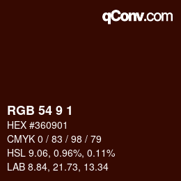 颜色代码: RGB 54 9 1 | qconv.com