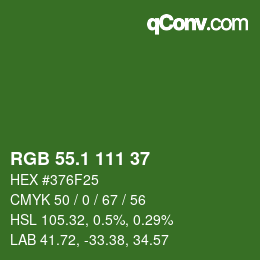 カラーコード: RGB 55.1 111 37 | qconv.com