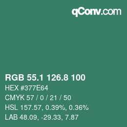 カラーコード: RGB 55.1 126.8 100 | qconv.com