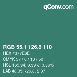 カラーコード: RGB 55.1 126.8 110 | qconv.com