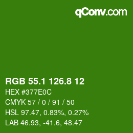 カラーコード: RGB 55.1 126.8 12 | qconv.com