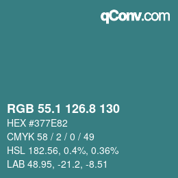 Color code: RGB 55.1 126.8 130 | qconv.com