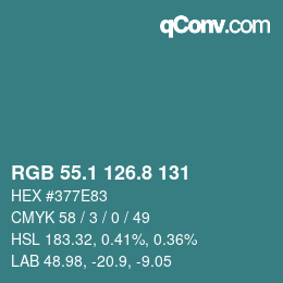 カラーコード: RGB 55.1 126.8 131 | qconv.com