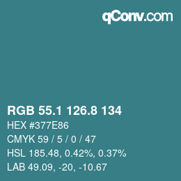 Color code: RGB 55.1 126.8 134 | qconv.com