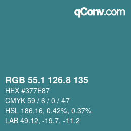 Color code: RGB 55.1 126.8 135 | qconv.com