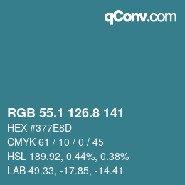 カラーコード: RGB 55.1 126.8 141 | qconv.com