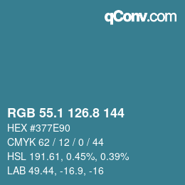 Color code: RGB 55.1 126.8 144 | qconv.com