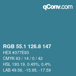 カラーコード: RGB 55.1 126.8 147 | qconv.com