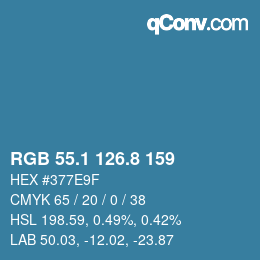 カラーコード: RGB 55.1 126.8 159 | qconv.com