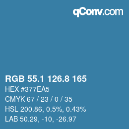カラーコード: RGB 55.1 126.8 165 | qconv.com