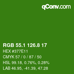 カラーコード: RGB 55.1 126.8 17 | qconv.com