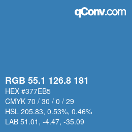 カラーコード: RGB 55.1 126.8 181 | qconv.com