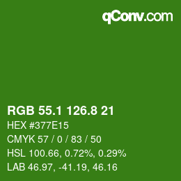 カラーコード: RGB 55.1 126.8 21 | qconv.com