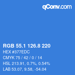 Color code: RGB 55.1 126.8 220 | qconv.com