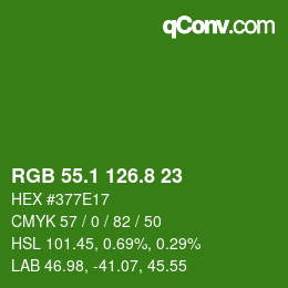 カラーコード: RGB 55.1 126.8 23 | qconv.com