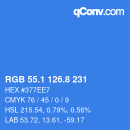 Color code: RGB 55.1 126.8 231 | qconv.com