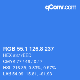 Color code: RGB 55.1 126.8 237 | qconv.com