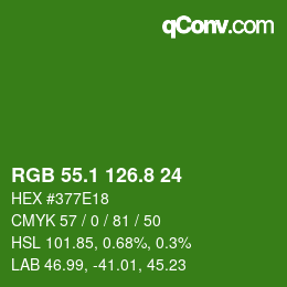 カラーコード: RGB 55.1 126.8 24 | qconv.com