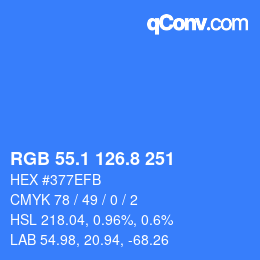 Color code: RGB 55.1 126.8 251 | qconv.com