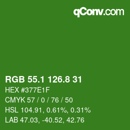 カラーコード: RGB 55.1 126.8 31 | qconv.com