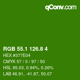 カラーコード: RGB 55.1 126.8 4 | qconv.com