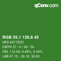 カラーコード: RGB 55.1 126.8 45 | qconv.com